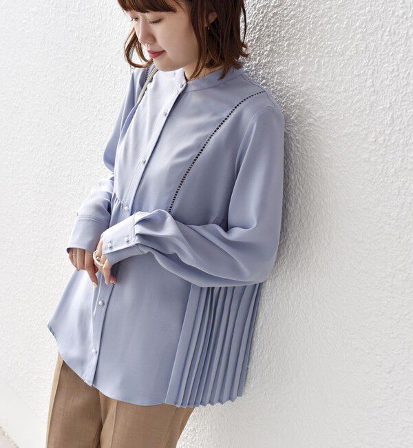 SHIPS for women「《一部追加予約》【WEB限定】〈手洗い可能〉ストレッチ ジョーゼット プリーツ ブラウス」|シャツ・ブラウス|