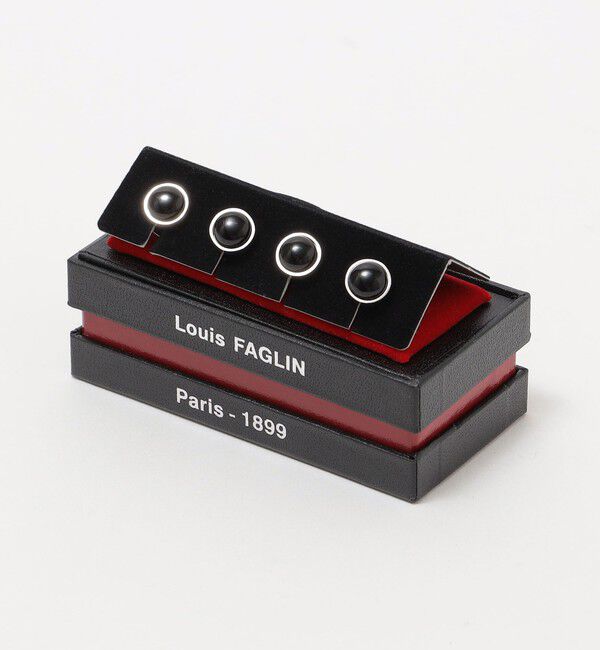 SHIPS「LOUIS FAGLIN: オニキス ブラック シルバー スタッズ 」|ネクタイピン・カフスボタン|