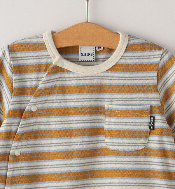 SHIPS KIDS「SHIPS KIDS:リサイクルコットン ボーダー ロンパース」|ロンパース|