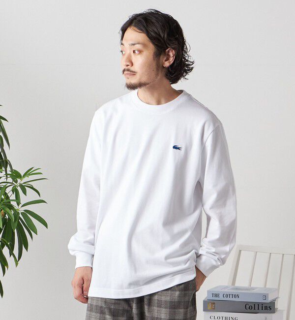 SHIPS any「【SHIPS any別注】LACOSTE: ワンポイント ピケ クルーネック Tシャツ (ロンT)◇」|Tシャツ・カットソー|