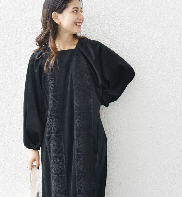 SHIPS any「bon_meur:〈洗濯機可能〉ベロア カットワーク ワンピース」|ワンピース|