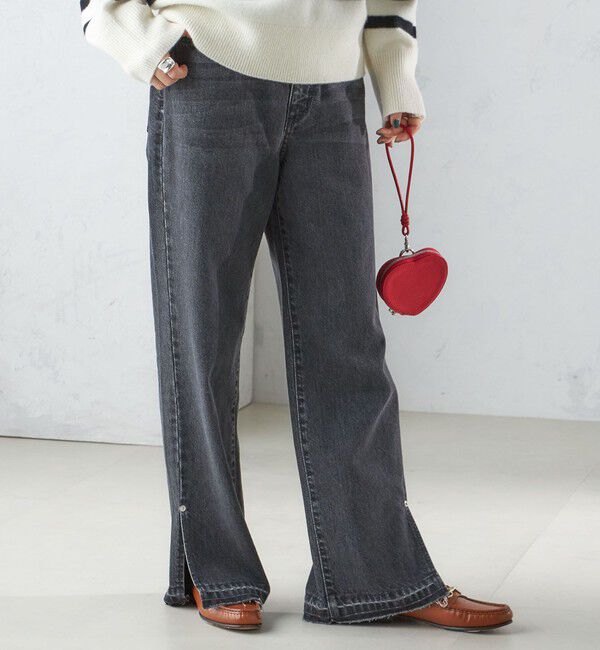 SHIPS for women「〈洗濯機可能〉サイド スリット ストレート デニム」|デニム|