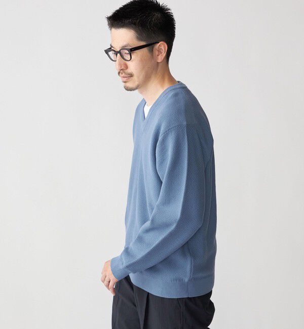 SHIPS「SHIPS:〈洗濯機可能〉SOLOTEX(R) コットン ピケ Vネック ニット」|ニット・セーター|