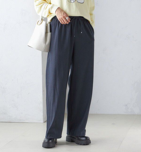 SHIPS for women「〈手洗い可能〉両面起毛 ドロスト パンツ（ネイビー）」|その他|