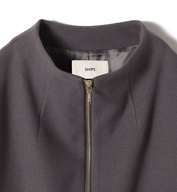 SHIPS for women「【WEB限定】〈手洗い可能〉 ウールライク ボトル ネック ジップ ブルゾン」|ブルゾン・スタジャン|