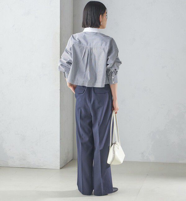 SHIPS for women「〈洗濯機可能〉ピン オックス 刺繍 クロップド シャツ」|シャツ・ブラウス|