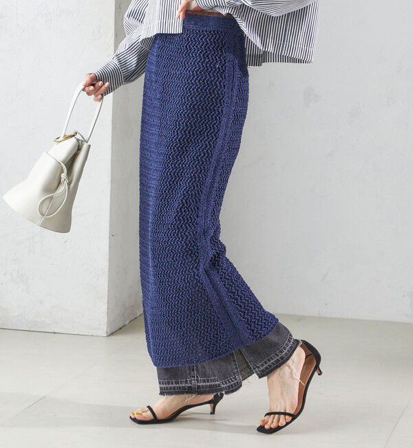 SHIPS for women「LOGAN KNITTING MILLS:〈手洗い可能〉クロシェ スカート」|スカート|