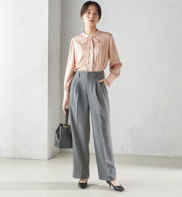 SHIPS for women「〈手洗い可能〉ハンマー サテン ピンタック ブラウス」|シャツ・ブラウス|