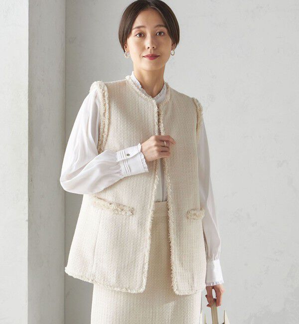 SHIPS for women「スラブ ツイード ロング ジレ（セレモニー対応可）」|ベスト・ジレ|