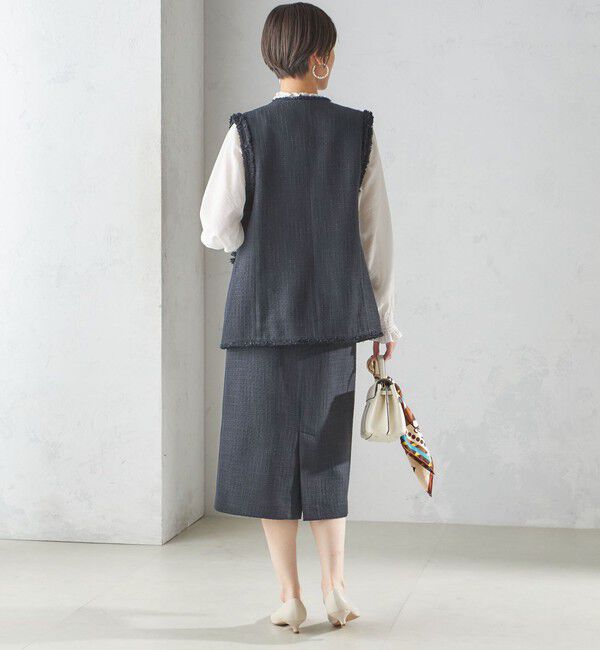 SHIPS for women「スラブ ツイード ロング ジレ（セレモニー対応可）」|ベスト・ジレ|