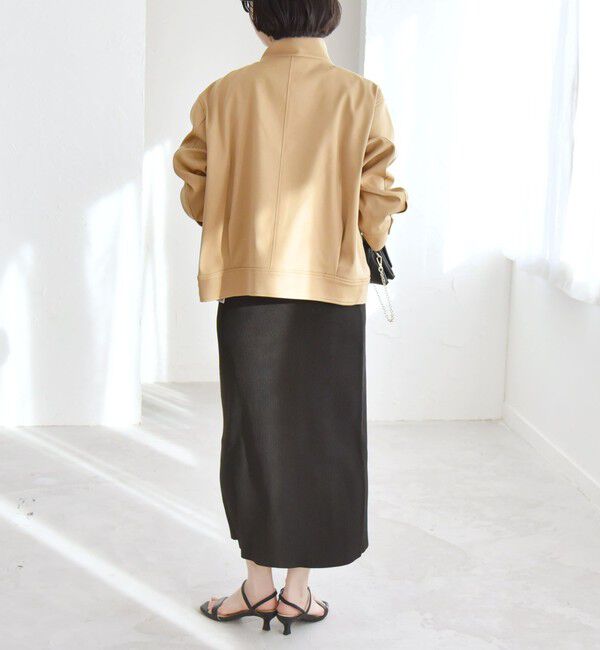 quaranciel「quaranciel: ダブル サテン スタンドカラー ブルゾン コート」|ブルゾン・スタジャン|
