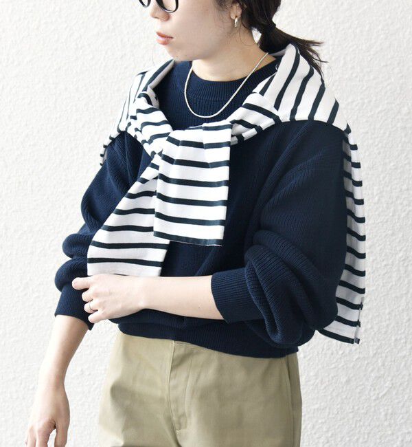 SHIPS any「SHIPS any:〈手洗い可能〉アゼ コンパクト クルーネック ニット プルオーバー」|ニット・セーター|