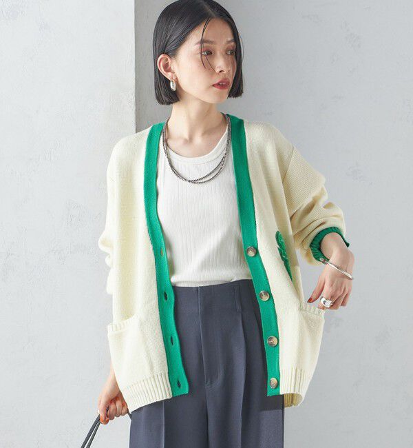 SHIPS for women「【SHIPS別注】LOGAN KNITTING MILLS: Vネック パッチ カーディガン」|カーディガン|