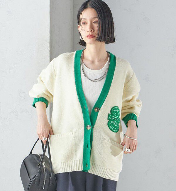 SHIPS for women「【SHIPS別注】LOGAN KNITTING MILLS: Vネック パッチ カーディガン」|カーディガン|