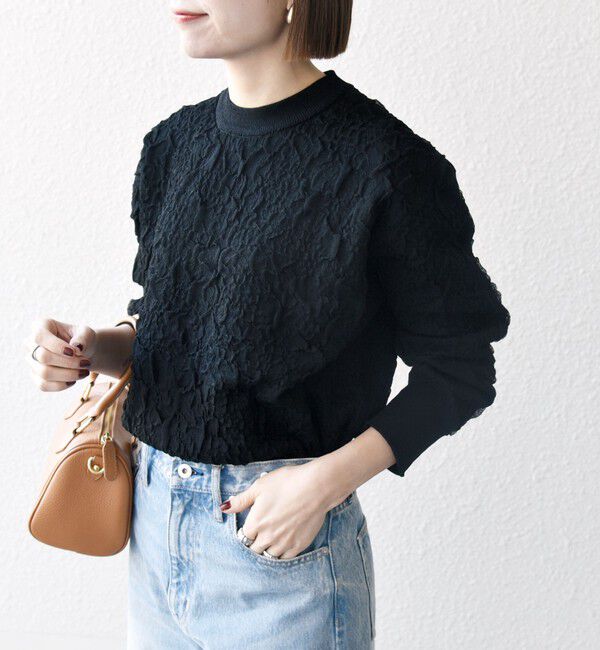 SHIPS any「【WEB限定】SHIPS any:〈手洗い可能〉ジャカード バンピー クルーネック プルオーバー」|ニット・セーター|