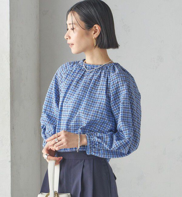 SHIPS for women「〈手洗い可能〉DEVEAUX サッカー チェック リボン ブラウス」|シャツ・ブラウス|