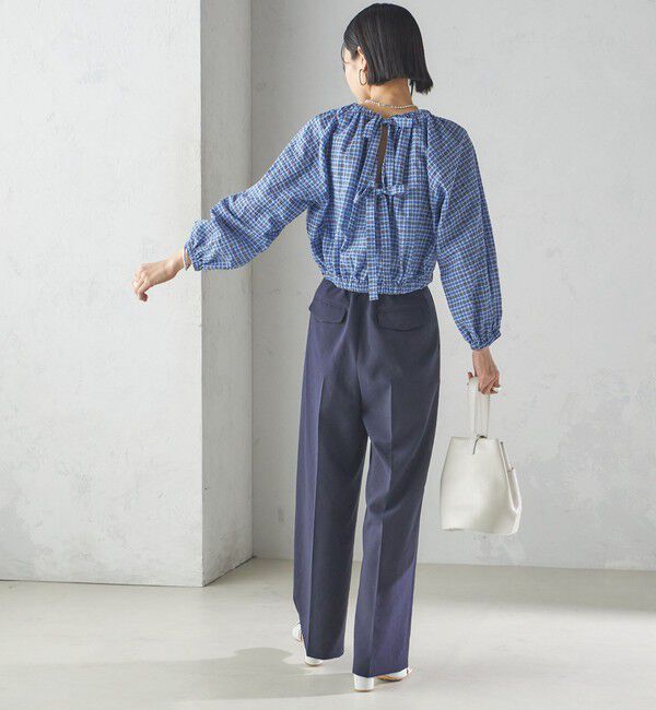 SHIPS for women「〈手洗い可能〉DEVEAUX サッカー チェック リボン ブラウス」|シャツ・ブラウス|