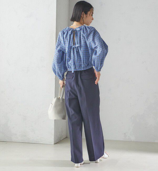 SHIPS for women「〈手洗い可能〉DEVEAUX サッカー チェック リボン ブラウス」|シャツ・ブラウス|