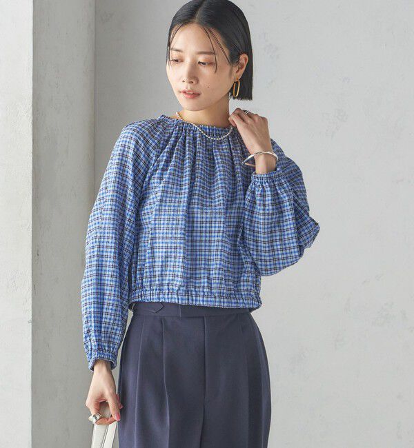 SHIPS for women「〈手洗い可能〉DEVEAUX サッカー チェック リボン ブラウス」|シャツ・ブラウス|