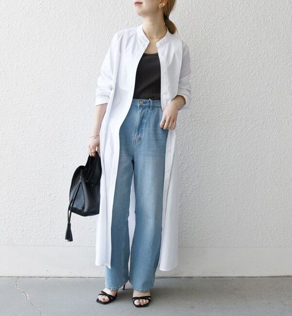 SHIPS any「SHIPS any:〈洗濯機可能〉タイプライター スタンドカラー シャツ ワンピース」|ワンピース|