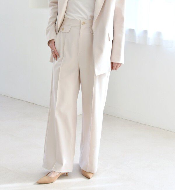 quaranciel「quaranciel: フラップ デザイン センター シーム セミ ワイド パンツ（セットアップ対応）」|その他|