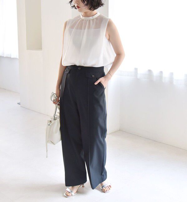 quaranciel「quaranciel: フラップ デザイン センター シーム セミ ワイド パンツ（セットアップ対応）」|その他|