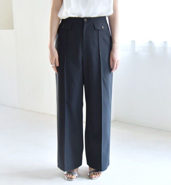 quaranciel「quaranciel: フラップ デザイン センター シーム セミ ワイド パンツ（セットアップ対応）」|その他|