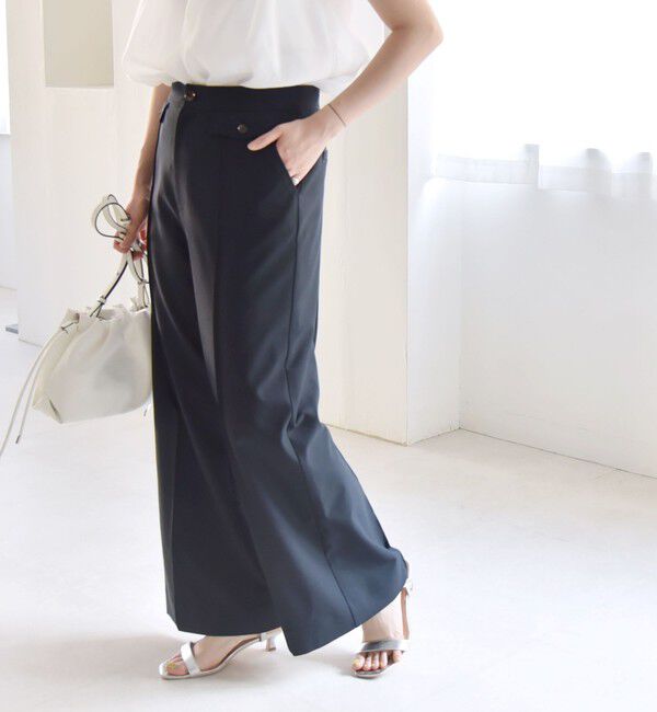 quaranciel「quaranciel: フラップ デザイン センター シーム セミ ワイド パンツ（セットアップ対応）」|その他|