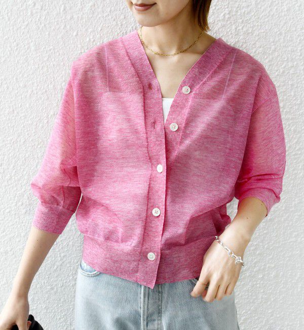SHIPS for women「〈手洗い可能〉ラミー混 シアー カーディガン」|カーディガン|ピンク系