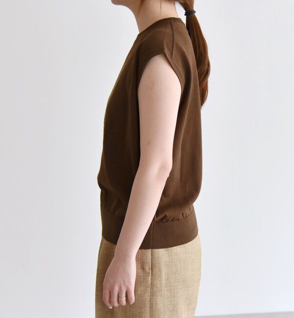 quaranciel「quaranciel:〈接触冷感〉フレンチスリーブ ベーシック シアー ニット プルオーバー」|ニット・セーター|