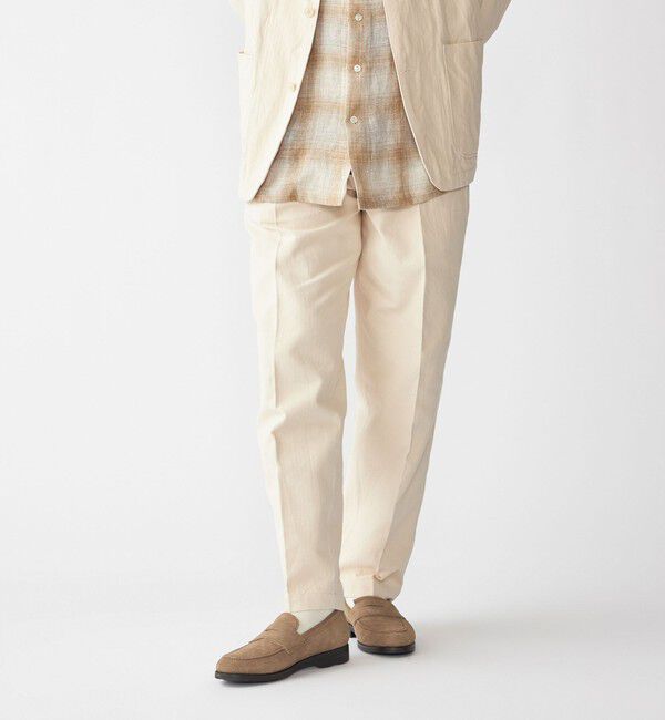 SHIPS「Southwick Gate Label: コットン シルク 1プリーツ パンツ」|その他|ナチュラル