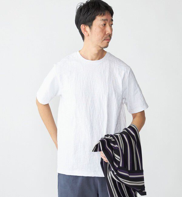 SHIPS「SHIPS: リンクス ジャカード リーフ Tシャツ」|Tシャツ・カットソー|ホワイト