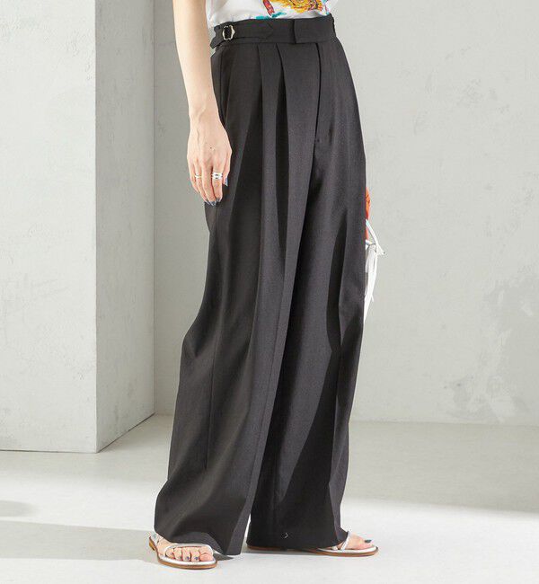 SHIPS for women「〈手洗い可能〉麻調 合繊 2タック ワイド パンツ 2」|その他|