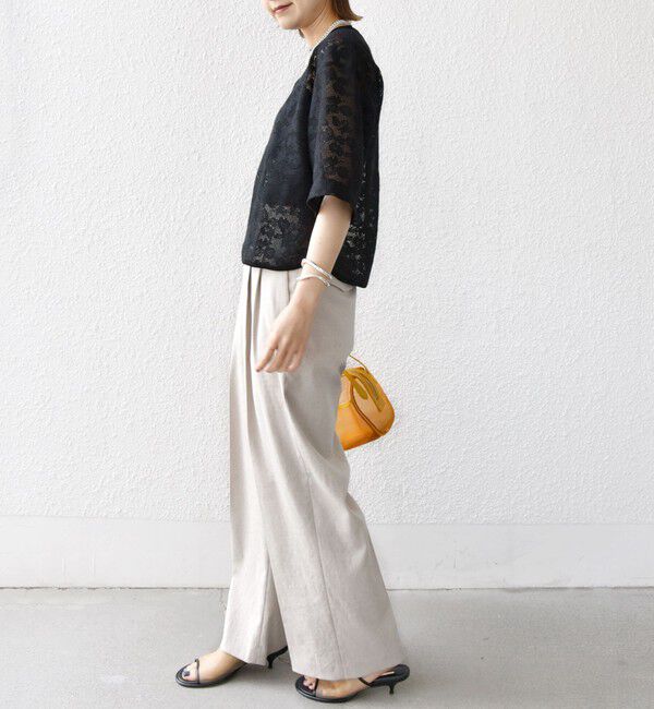SHIPS for women「〈手洗い可能〉麻調 合繊 2タック ワイド パンツ 2」|その他|