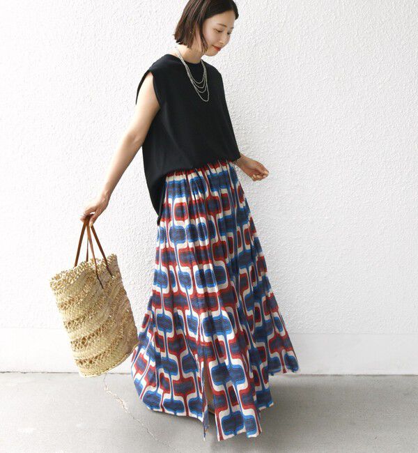 SHIPS for women「【SHIPS別注】UHURU:〈手洗い可能〉シアープリント ギャザー スカート」|スカート|