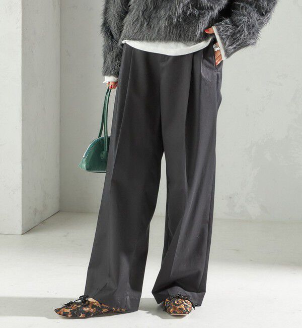 SHIPS for women「〈洗濯機可能〉ハイカウント ツイル 2タック ワイド パンツ」|その他|