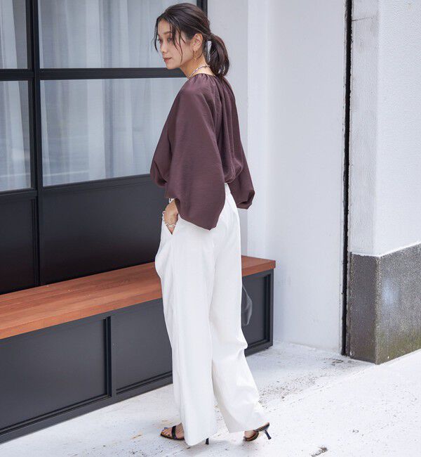 SHIPS for women「〈手洗い可能〉シアー バンブー ギャザー ブラウス」|シャツ・ブラウス|