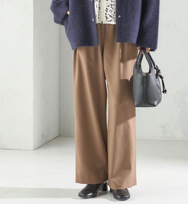 SHIPS for women「〈UVカット/防シワ加工〉梳毛調 ストレッチ ドロスト パンツ」|その他|ブラウン系