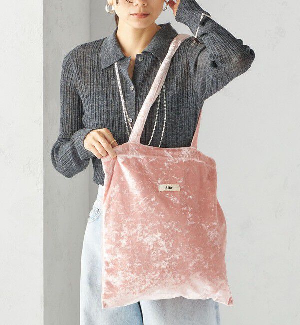 SHIPS for women「【SHIPS別注/PINK RIBBONチャリティー】Uhr: ポリエステル ベロア トート バッグ」|トートバッグ|ピンク