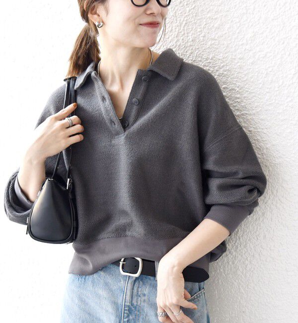 SHIPS any「SHIPS any:〈手洗い可能〉サカリバ コンパクト ポロシャツ プルオーバー」|ポロシャツ|チャコールグレー