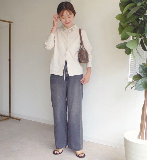 SHIPS for women「【WEB限定】〈手洗い可能〉ビーズ 刺しゅう 襟付 ニット カーディガン」|カーディガン|