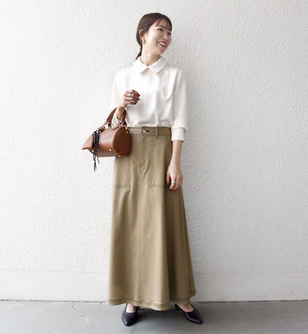 SHIPS any「SHIPS any:〈洗濯機可能〉サテン レースカラー ブラウス」|シャツ・ブラウス|