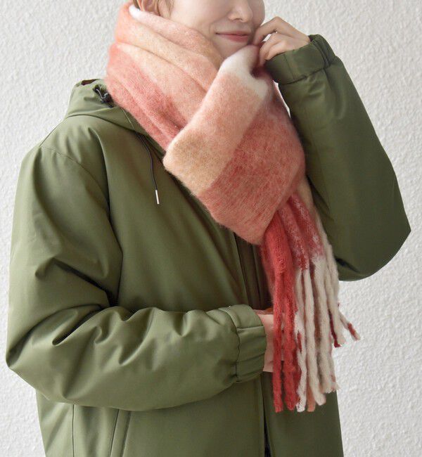 SHIPS any「SHIPS any:〈手洗い可能〉ボリューム シャギー チェック マフラー (ユニセックス) 25AW◇」|マフラー|ワイン