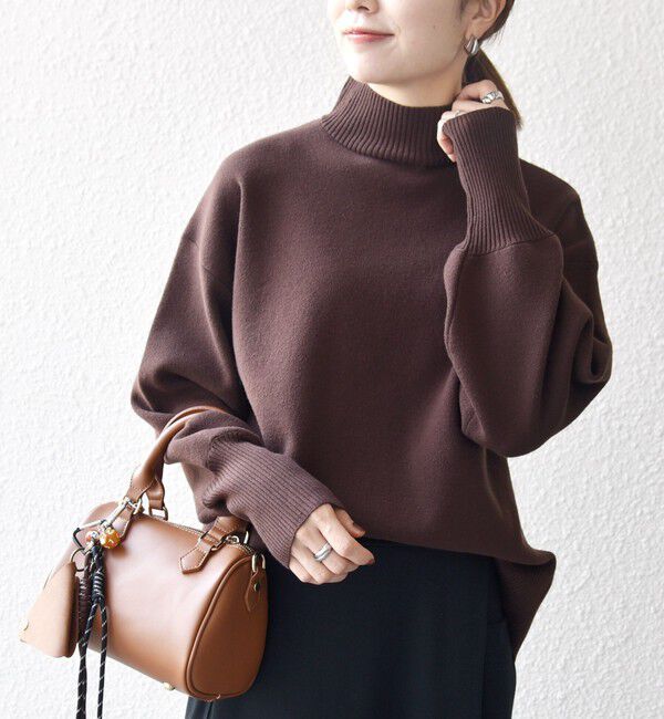 SHIPS any「SHIPS any:〈洗濯機可能〉ハイネック ボリュームスリーブ ロングリブ ニット プルオーバー」|ニット・セーター|