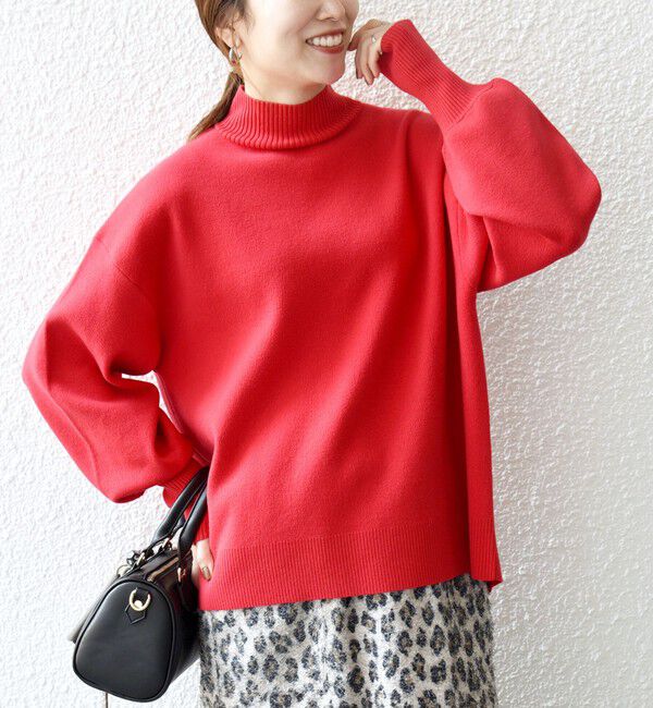 SHIPS any「SHIPS any:〈洗濯機可能〉ハイネック ボリュームスリーブ ロングリブ ニット プルオーバー」|ニット・セーター|