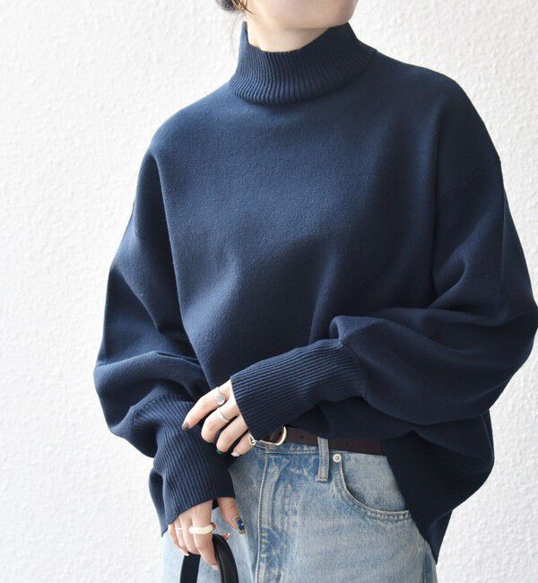 SHIPS any「SHIPS any:〈洗濯機可能〉ハイネック ボリュームスリーブ ロングリブ ニット プルオーバー」|ニット・セーター|