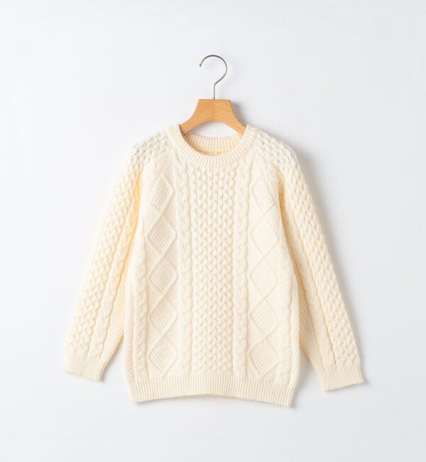 SHIPS KIDS「SHIPS KIDS:80～90cm /〈洗濯機可能〉ケーブル ニット」|ニット・セーター|オフホワイト