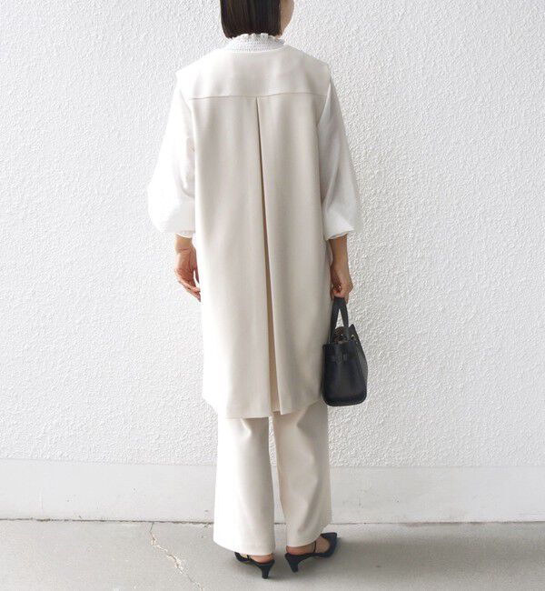 SHIPS for women「【SHIPS別注】kaene:〈洗濯機可能〉ダンボール フリル ロング ジレ（セレモニー対応可）」|ベスト・ジレ|