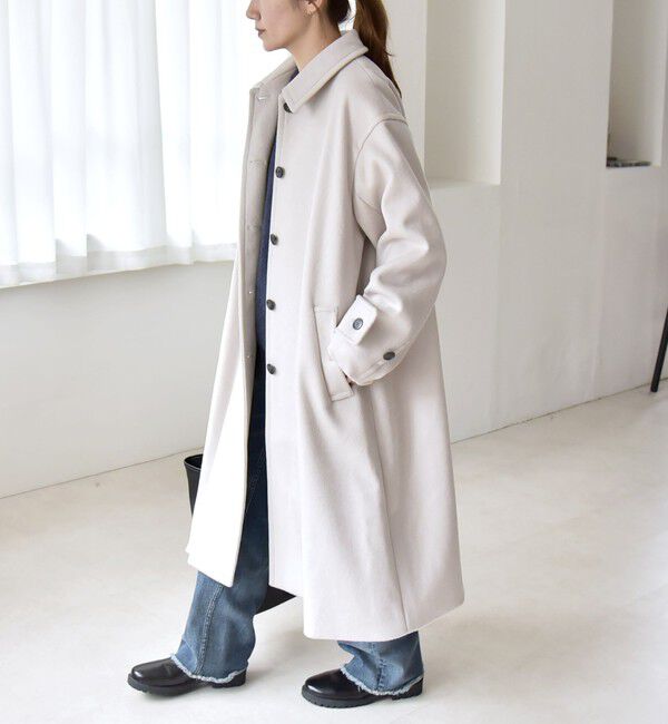 quaranciel「quaranciel: PURE WOOL スタンド & ステンカラー ロング コート」|ステンカラーコート|