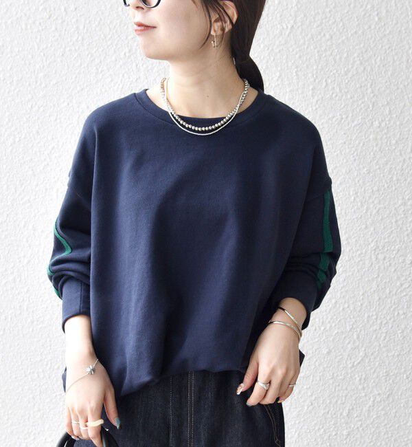 SHIPS any「SHIPS any:〈洗濯機可能〉裏毛 バイカラー ドロスト ルーズ スウェット プルオーバー」|スウェット・ジャージ|